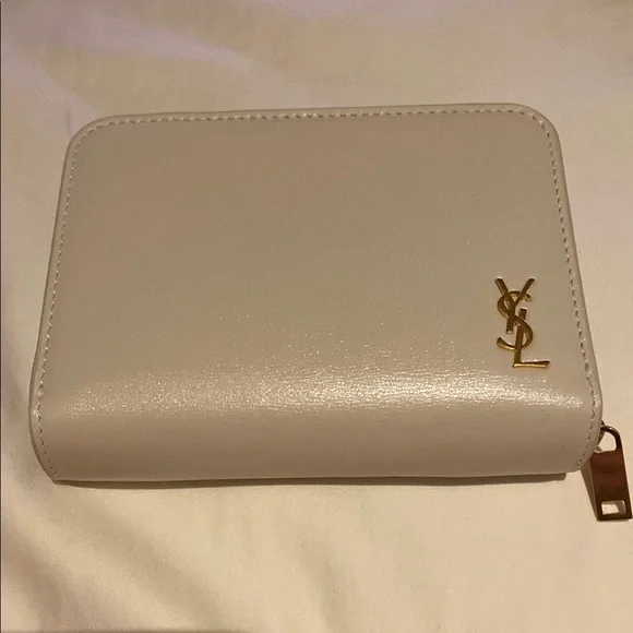 YSL Calfskin Compact Zip Around Wallet Crema Soft - Picture 3 of 6
